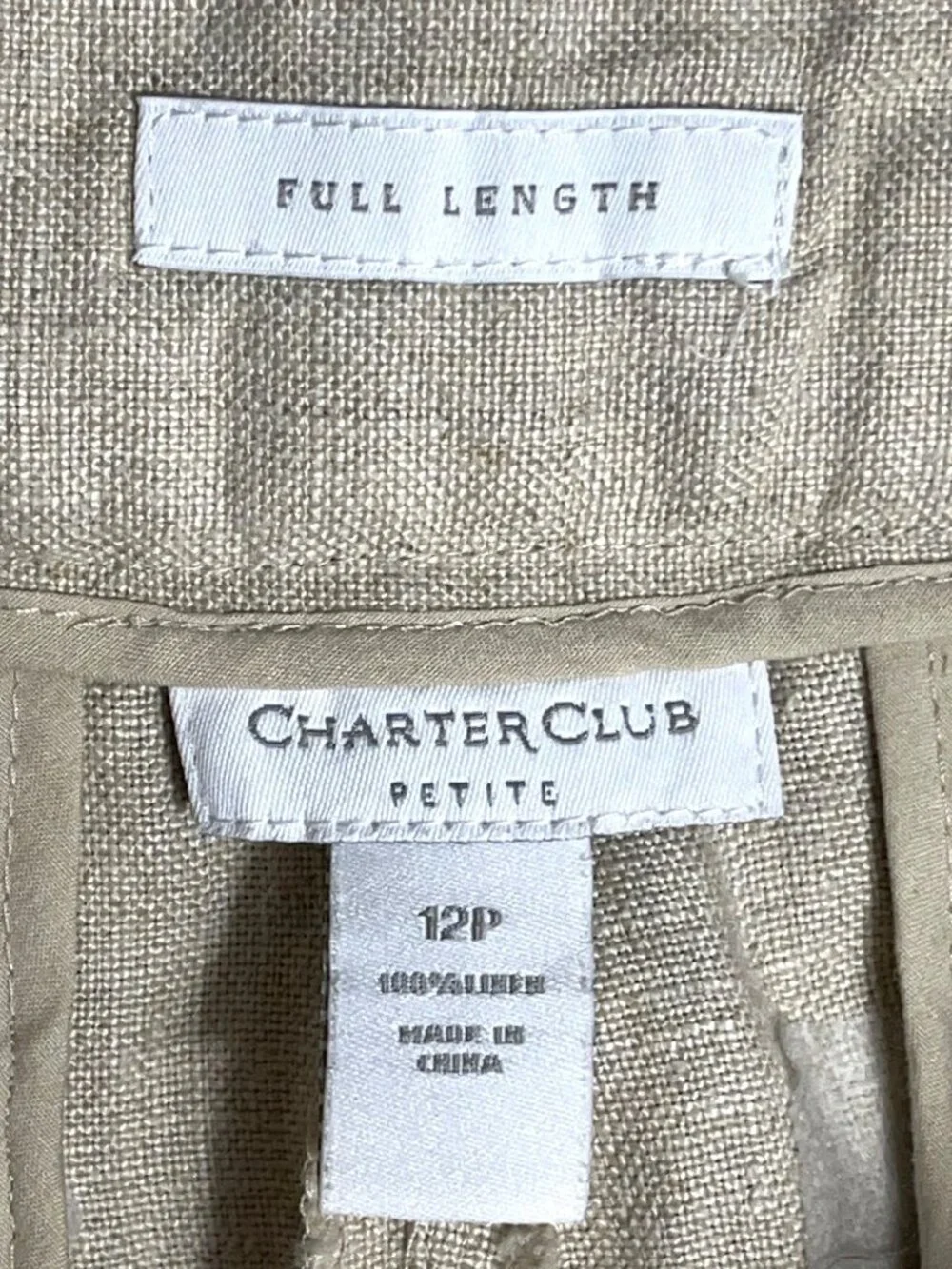 NWT Linen Pants Flax Resort Coastal Vacation Brunch Festival Charter Club Wom 12